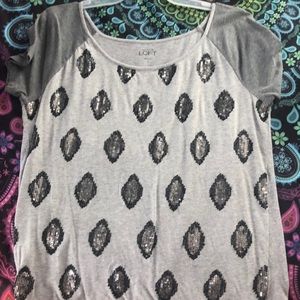 Grey sequin tee